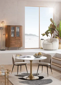 Witryna Grace 100x145 cm drewno mango - blat marmur