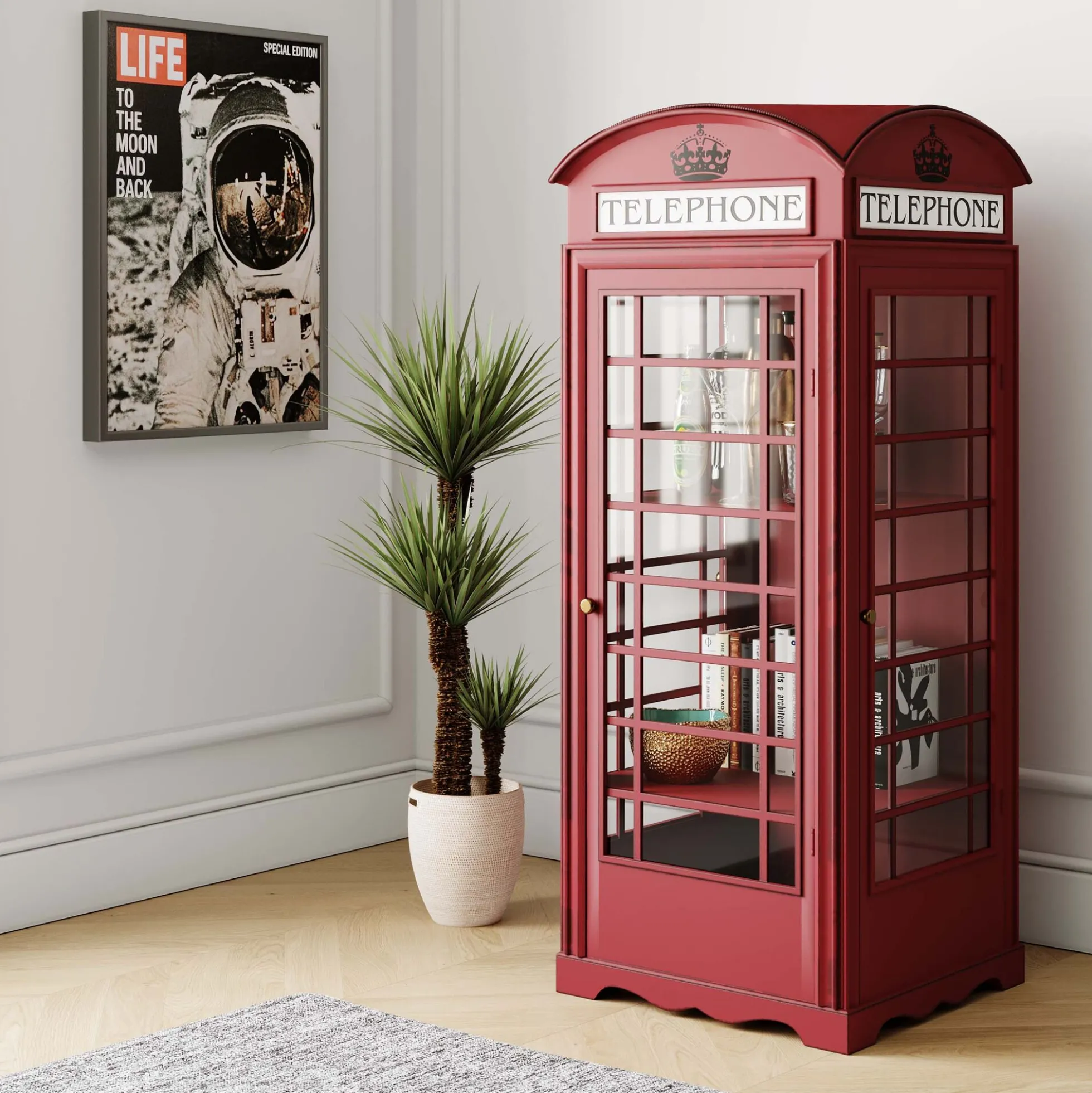 Witryna London Telephone 140x53 cm czerwona