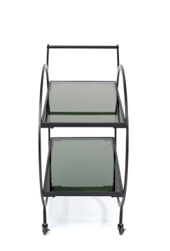 Wózek barowy Loft 74x85 cm czarny półki szklane