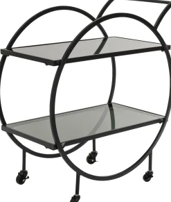 Wózek barowy Loft 74x85 cm czarny półki szklane
