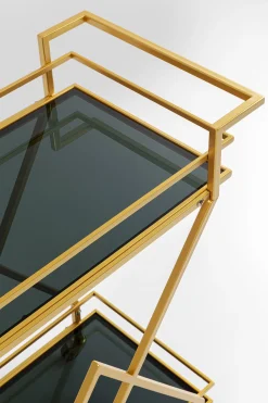 Wózek barowy Pyramids 65x79 cm złoty - półki szklane przydymione