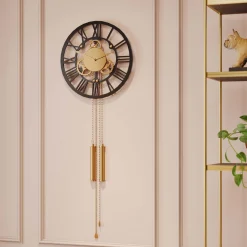 Zegar Clockwork 46x126 cm czarno-złoty