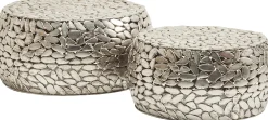 Zestaw dwóch stolików kawowych Pebbles Deluxe srebrne