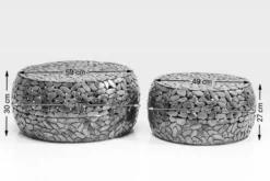 Zestaw dwóch stolików kawowych Pebbles Deluxe srebrne
