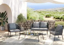 Zestaw ogrodowy szary 4-set sofa, stolik i 2 fotele