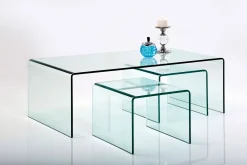Zestaw trzech stolików kawowych Clear Club transparentne